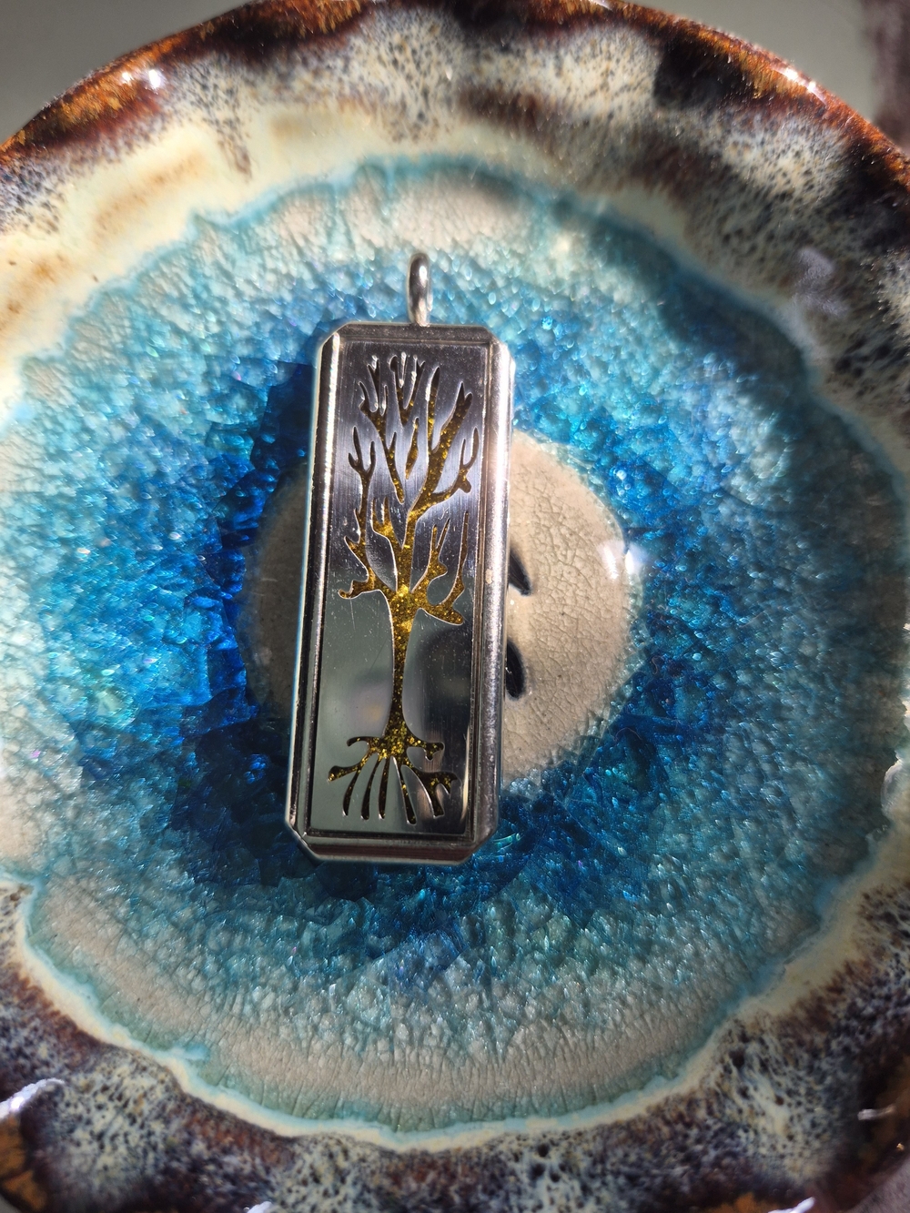 Tree of Life Silver Pendant with Gold Accent